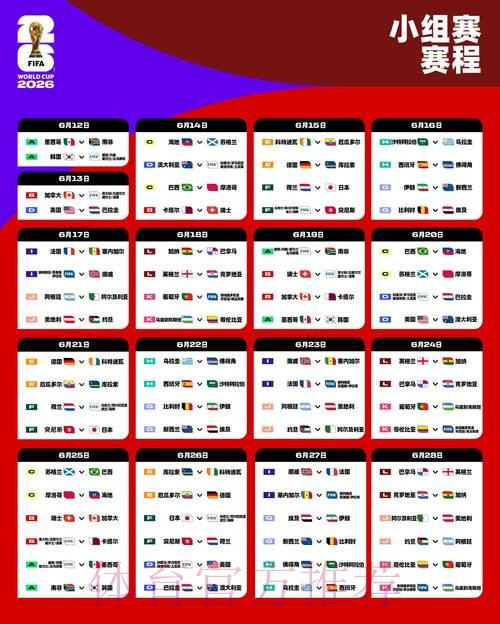 2026世界杯每日赛程最新比赛时间表在哪里看